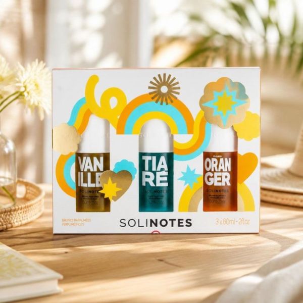 Solinotes Coffret Trio Brumes Parfumées Vanille, Tiaré et Fleur d'Oranger (3 x 60 ml)