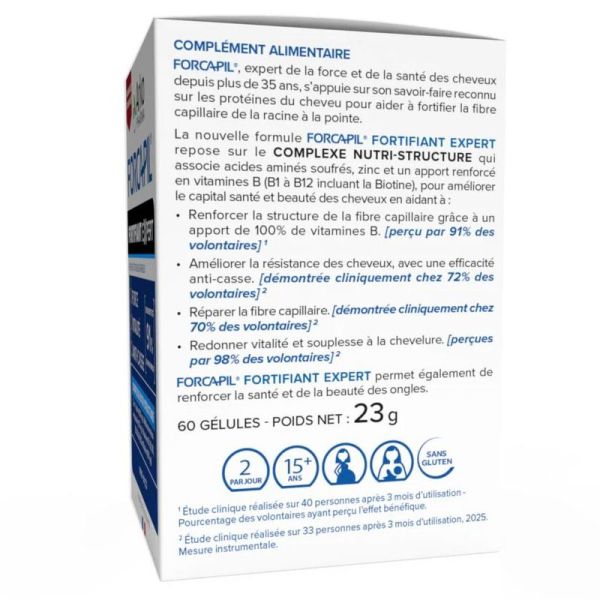 Forcapil Fortifiant Expert cheveux et ongles affaiblis (60 gélules)