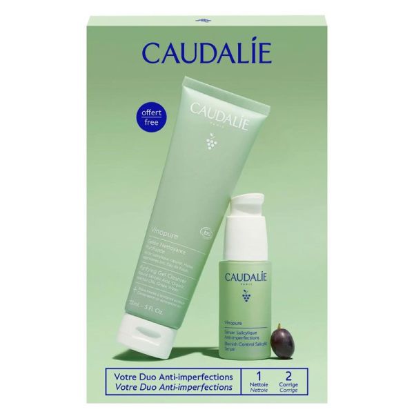 Vinopure Coffret Sérum + Gelée nettoyante purifiante offerte, à l'acide salycilique (30 ml + 150 ml)