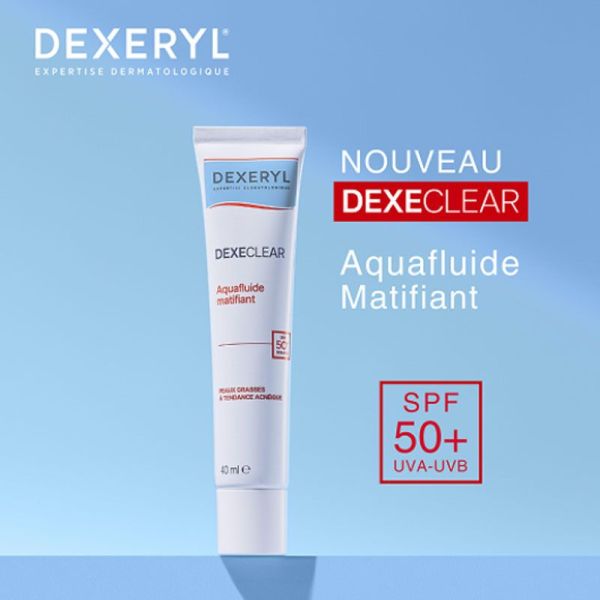 Dexeclear Aquafluide Matifiant SPF50+ peaux grasses à tendances acnéiques (40 ml)