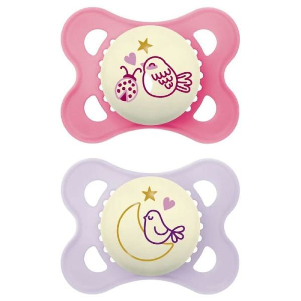 MAM Sucette Silicone Original 2-6 mois Nuit (lot de 2, référence n°11)