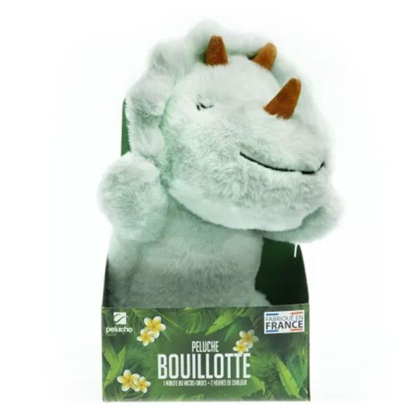 Pelucho Bouillotte sèche peluche Tricératops aux grains de blé et fleurs de lavande