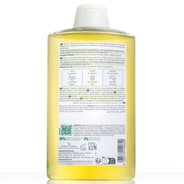 Klorane Shampoing vitalité énergisant et légèreté au Cedrat (100 ml)