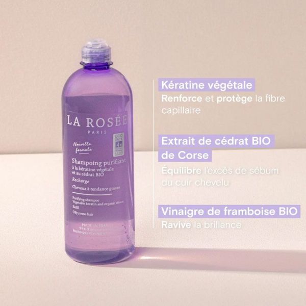 La Rosée Shampoing purifiant à la kératine végétale et au cédrat bio (recharge 400 ml)