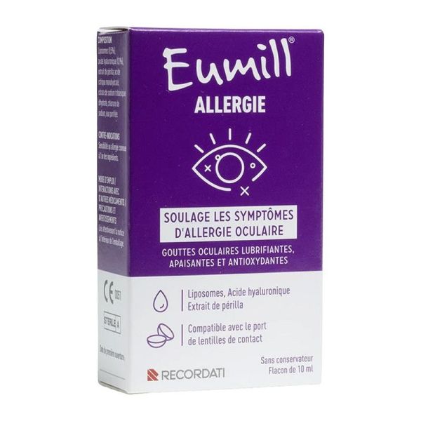 Eumill Allergie Gouttes oculaires lubrifiantes, apaisantes et antioxydantes (10 ml)