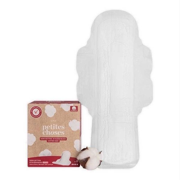 Les Petites Choses Serviettes Hygiéniques Extra Longues en coton bio (x8)