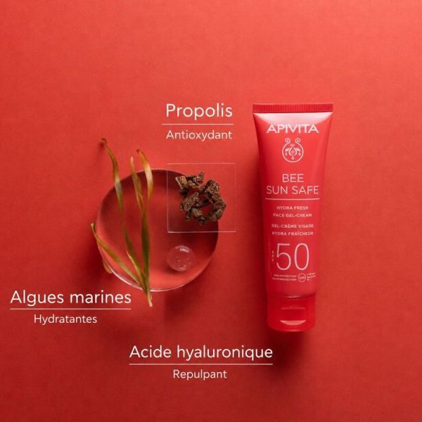 Apivita Bee Sun Safe Gel-Crème Visage Hydra Fraîcheur SPF50 (50 ml)