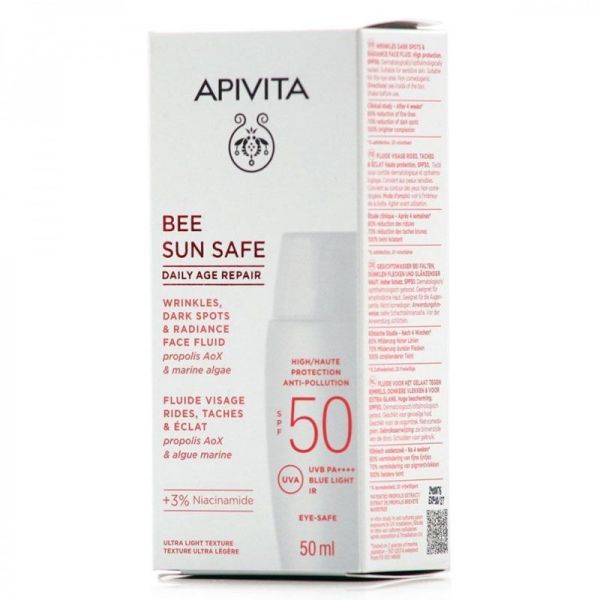 Apivita Bee Sun Safe Fluide visage rides, tâches & éclat SPF50 (50 ml)
