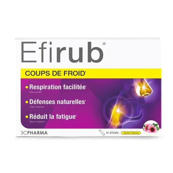 3C Pharma Efirub Sticks coups de froid saveur ananas (15 sticks)