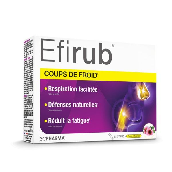 3C Pharma Efirub Sticks coups de froid saveur ananas (15 sticks)