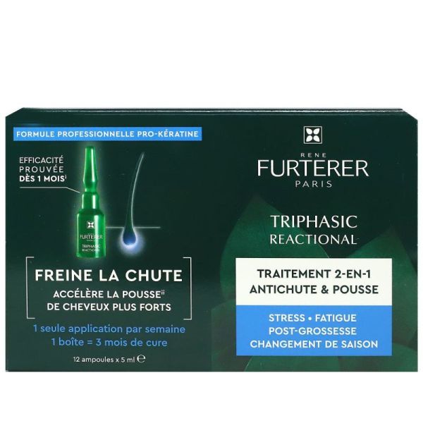 Triphasic Reactional Traitement 2-en-1 Anti-chute & pousse des cheveux (x12 ampoules)