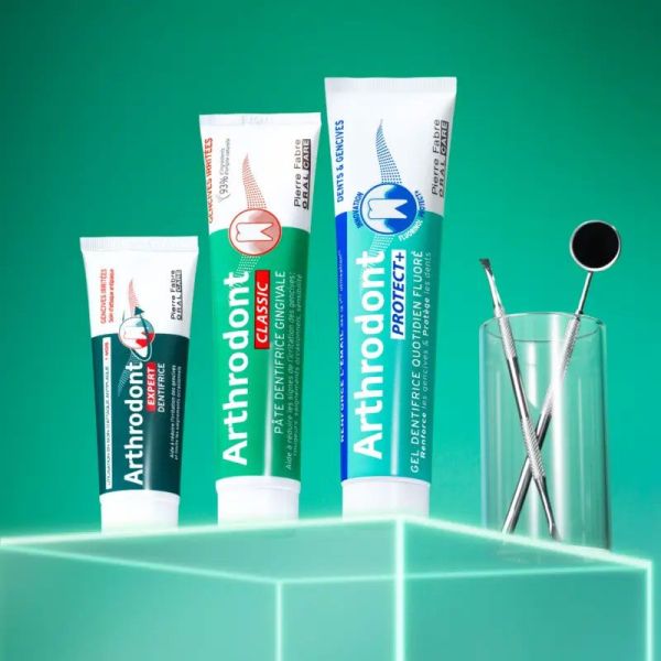 Arthrodont Protect+ Gel dentifrice quotidien fluoré, protection gencives et dents (2 x 75 ml)