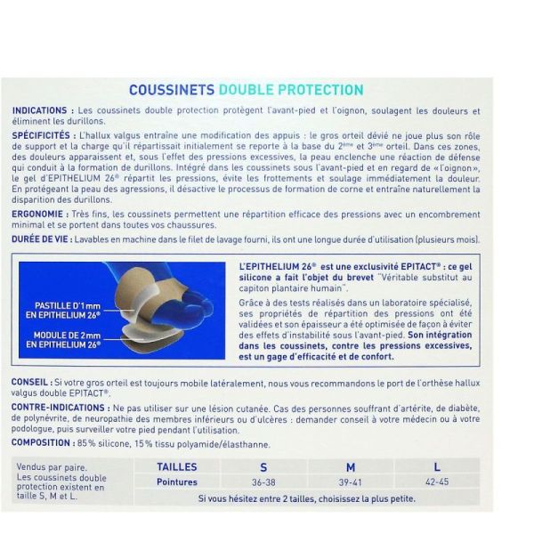 Epitact Coussinets Epithélium 27 Double Protection (Taille S)