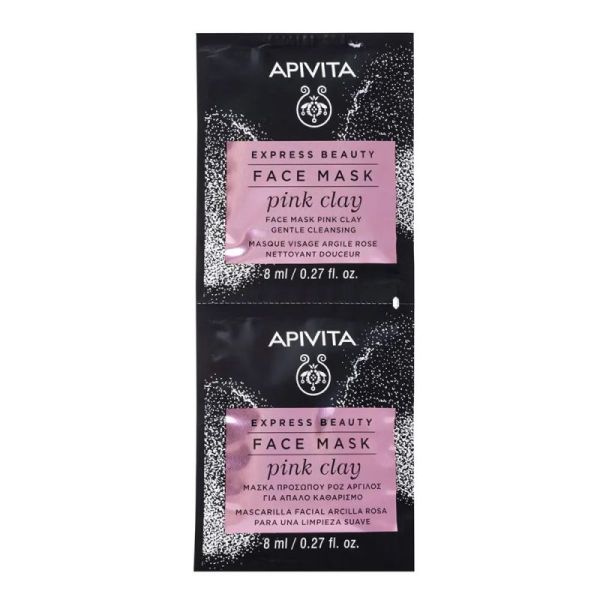 Apivita Express Beauty Masque Visage nettoyant doux à l'argile rose (2 x 8 ml)
