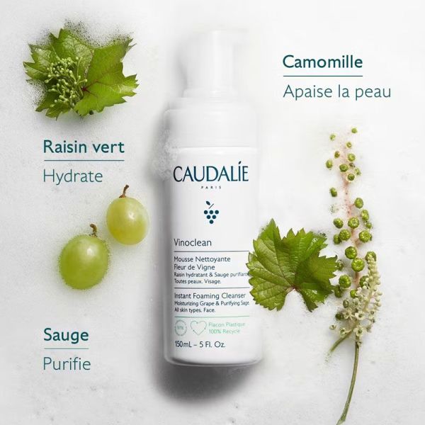 Caudalie Mousse Nettoyante fleur de vigne raisin & sauge (2 x 150 ml, -50% sur le 2e)