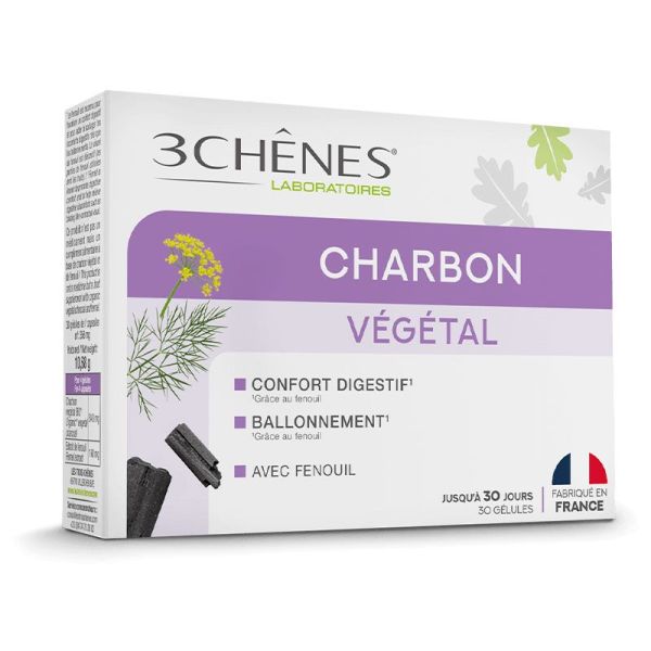 Charbon végétal bio ballonnements et gaz intestinaux (30 gélules)