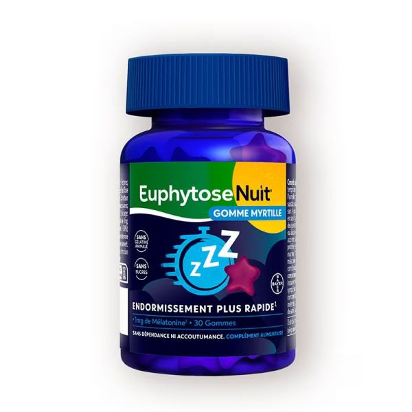 Euphytose Nuit Gomme Myrtille endormissement plus rapide (30 gommes)