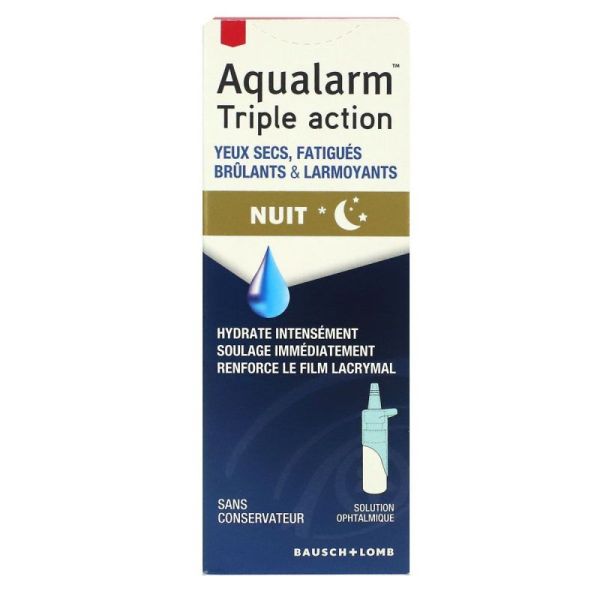 Aqualarm Triple Action Nuit yeux secs, fatigués, brûlants & larmoyants (10 ml)