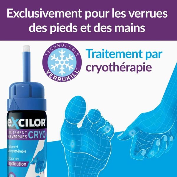 Excilor Verruxit Cryo traitement des verrues des mains et pieds par cryothérapie (50 ml)
