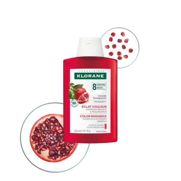 Klorane Shampoing Eclat cheveux colorés à la Grenade (200 ml)