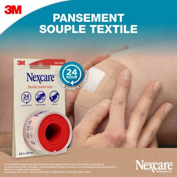 3M Nexcare Pansement souple textile 4,2 m x 25 mm (1x)