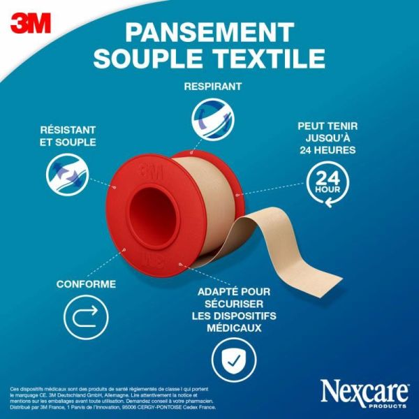 3M Nexcare Pansement souple textile 4,2 m x 25 mm (1x)