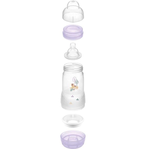 MAM Biberon Easy Start Anti-Colique 320 ml Débit 3 Lilas et Sable (Lot de 2)