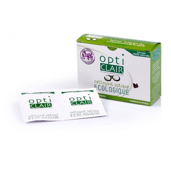 Opticlair Lingettes nettoyantes écologiques pour lunettes et optiques (x20)
