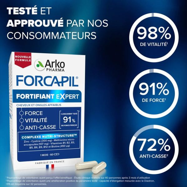 Forcapil Fortifiant Expert cheveux et ongles affaiblis (60 gélules)