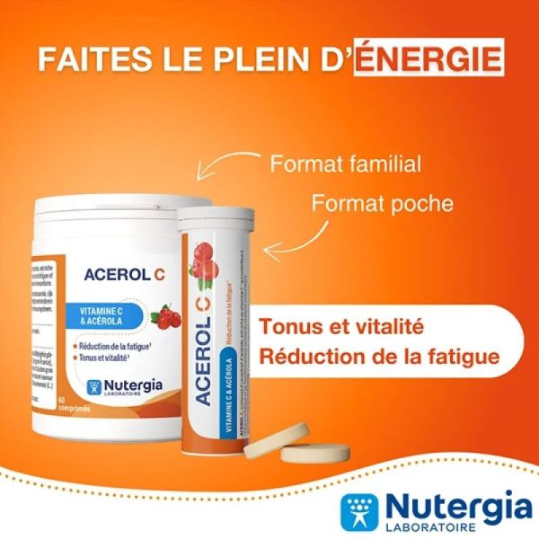 Nutergia Acerol-C Vitamine C & Acérola (60+12 comprimés)