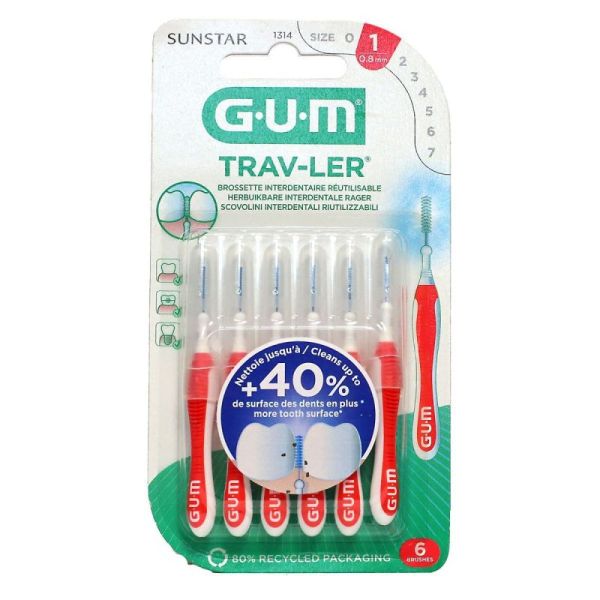 Gum Trav-Ler Brossettes interdentaires 0,8 mm (x6)