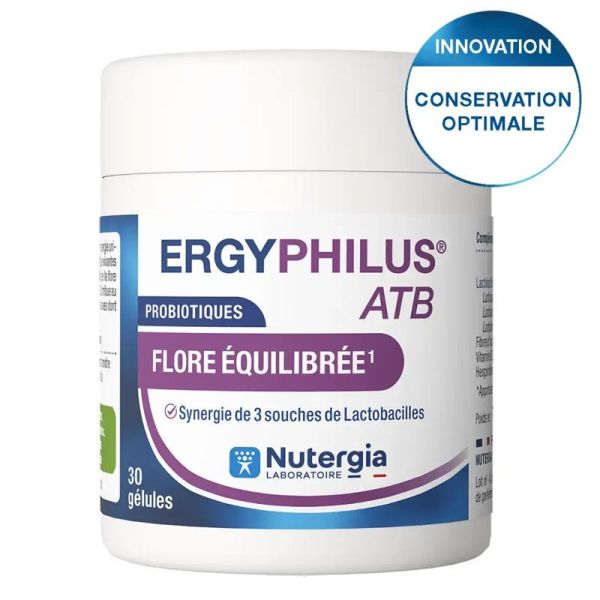 Nutergia Ergyphilus ATB probiotiques, flore équilibrée (30 gélules végétales)