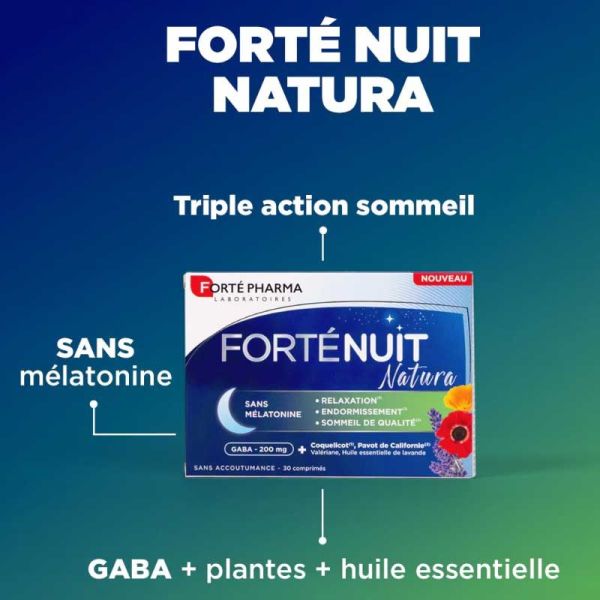 Forté Nuit Natura sans mélatonine relaxation, endormissement, sommeil  (30 comprimés)