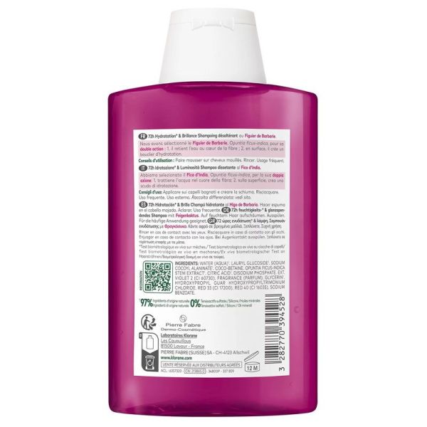Klorane Hydratation & Brillance Shampoing désaltérant et illuminateur à la Figue de Barbarie (200 ml)