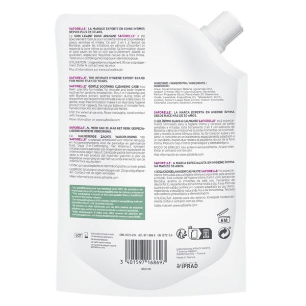 Saforelle Soin Lavant Doux 2-en-1 inconfort intime & quotidien Eco-Recharge (400 ml)