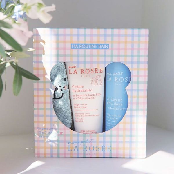Mon Petit La Rosée Coffret Ma Routine Bain (Gel lavant + crème hydratante + gant de toilette)