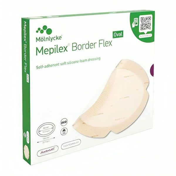 Mepilex Border Flex Oval pansement hydrocellulaire auto-fixant siliconé 15x19 cm (x16)