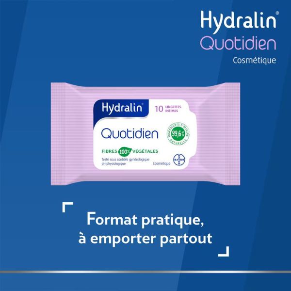 Hydralin Quotidien Lingettes Intimes fibres végétales (x10)
