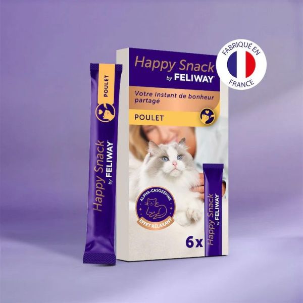 Happy Snack by Feliway sticks friandises relaxantes pour chats au poulet (6x)