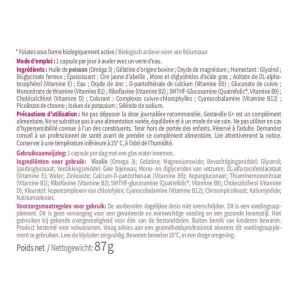 Gestarelle G+ complément préconception, grossesse, allaitement (90 capsules)