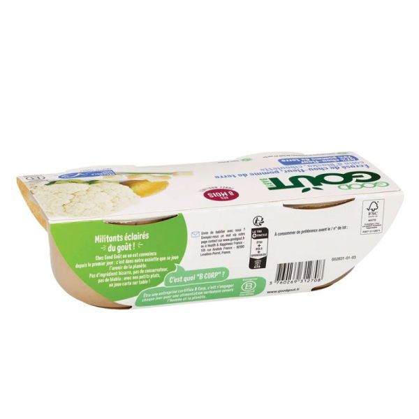 Good Goût Écrasé de chou-fleur, pomme de terre & colin d'Alaska bébé 8+ mois (2 x 190 g)