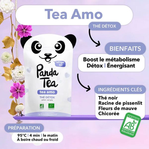 Panda Tea Tea Amo thé bio détox parfum Earl Grey (28 sachets)