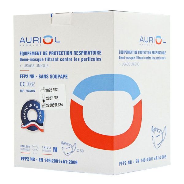 Auriol Demi-Masque Filtrant contre les particules FFP2 sans soupape (x50)