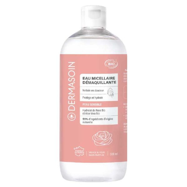Dermasoin Eau Micellaire Démaquillante bio nettoie, protège & hydrate (500 ml)