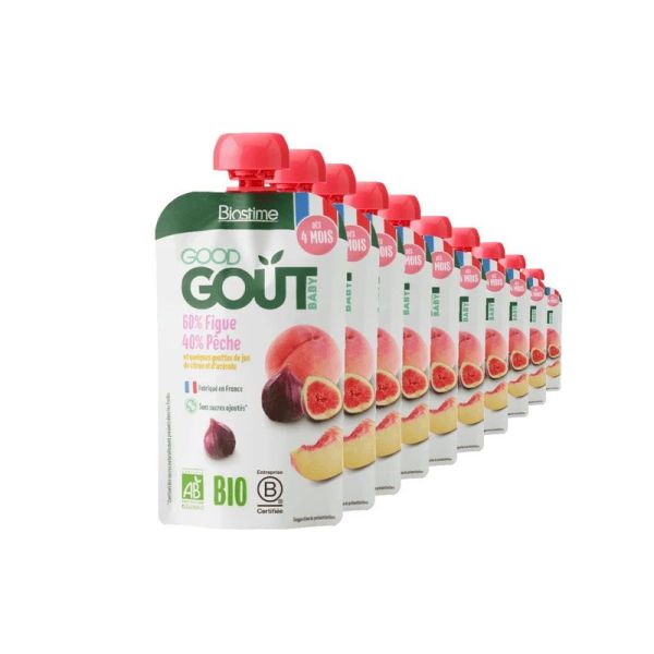 Good Gout Compote bébé Figue Pêche bio dès 4 mois (120 g)