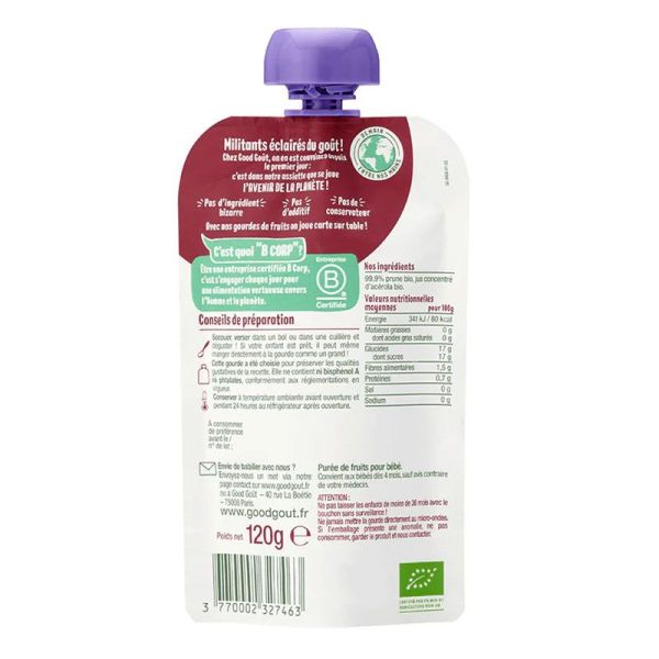 Good Goût Baby Purée bio Prune bébé dès 4 mois (120 g)