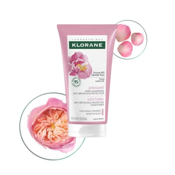 Klorane Après-Shampoing anti-irritation et protecteur à la pivoine médicinale bio (150 ml)