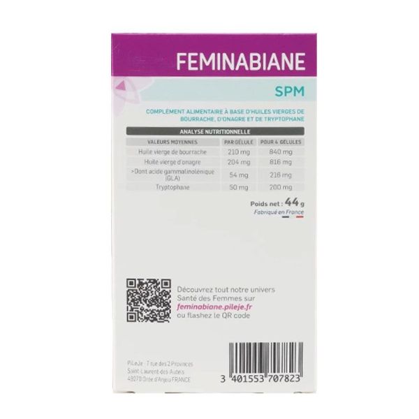 Feminabiane SPM huiles vierges de bourrache, onagre et tryptophane (80 gélules)