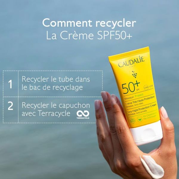 Vinosun Protect Creme Solaire très haute protection SPF50+ invisible, anti-rides (50 ml)
