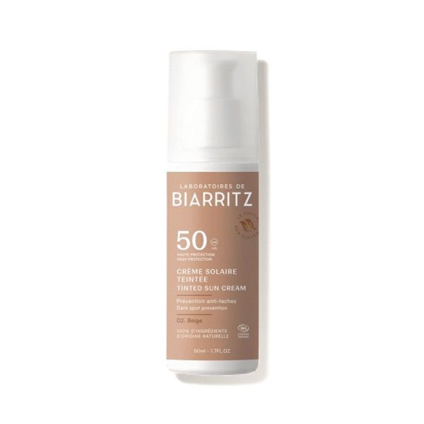 Biarritz Crème Solaire Teintée Beige bio anti-tâches SPF 50 (50 ml)